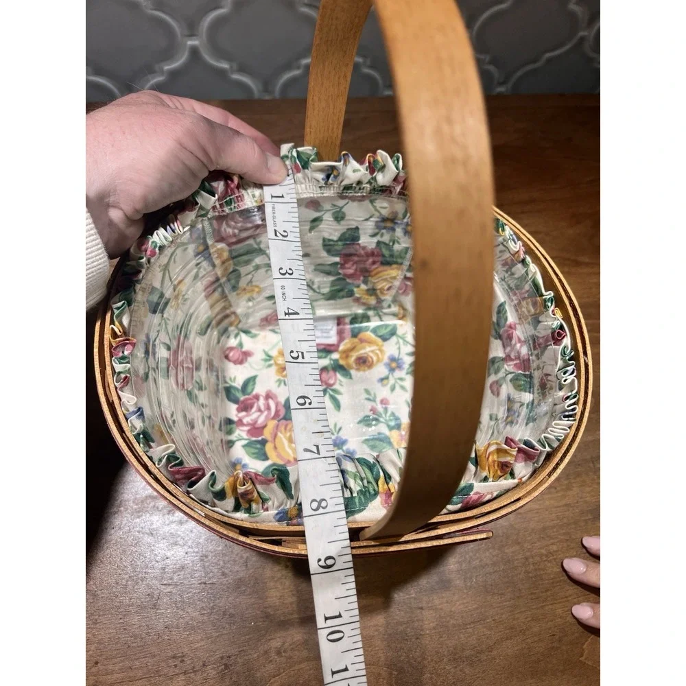 Longaberger Easter Basket 1995 With Floral Liner‎ And Plastic Protector